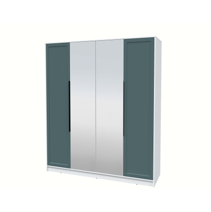 Шкаф распашной Тренд КТ-Ш4 (з) (Белый платинум ЛДСП/ Верде ЛМДФ) Ш1800 В2128 Г547